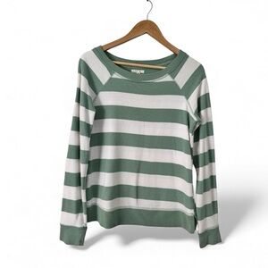Maurices Green and White Stripe Waffle Knit Long Sleeve XS